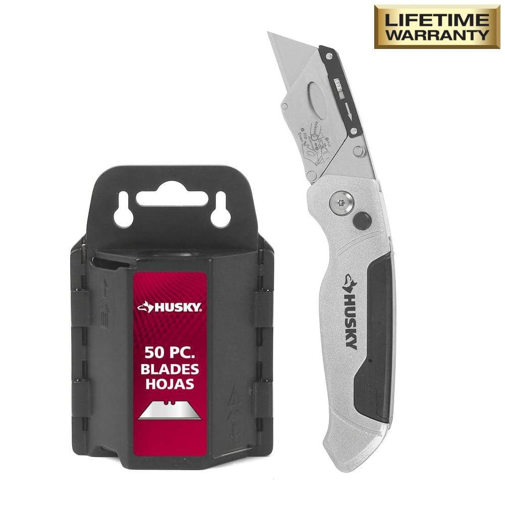 Husky Pro Folding Utility Knife With 50 Blades and Dispenser 99509 ...