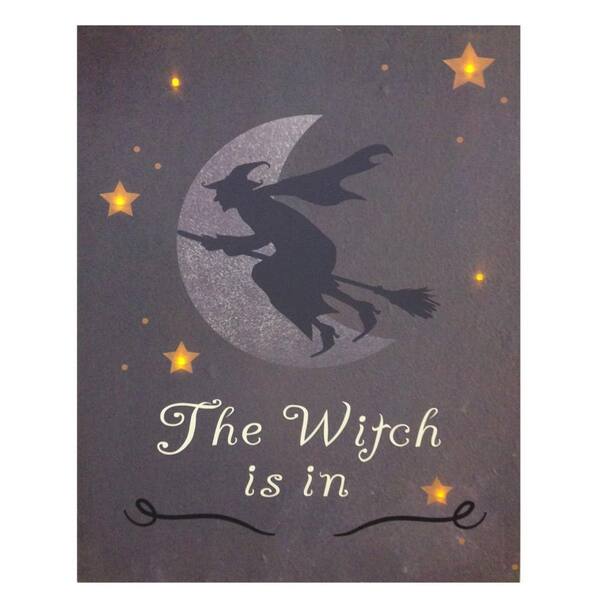 Design House 18 in. W x 24 in. H The Witch is In LED Lit Canvas Wall Decoration