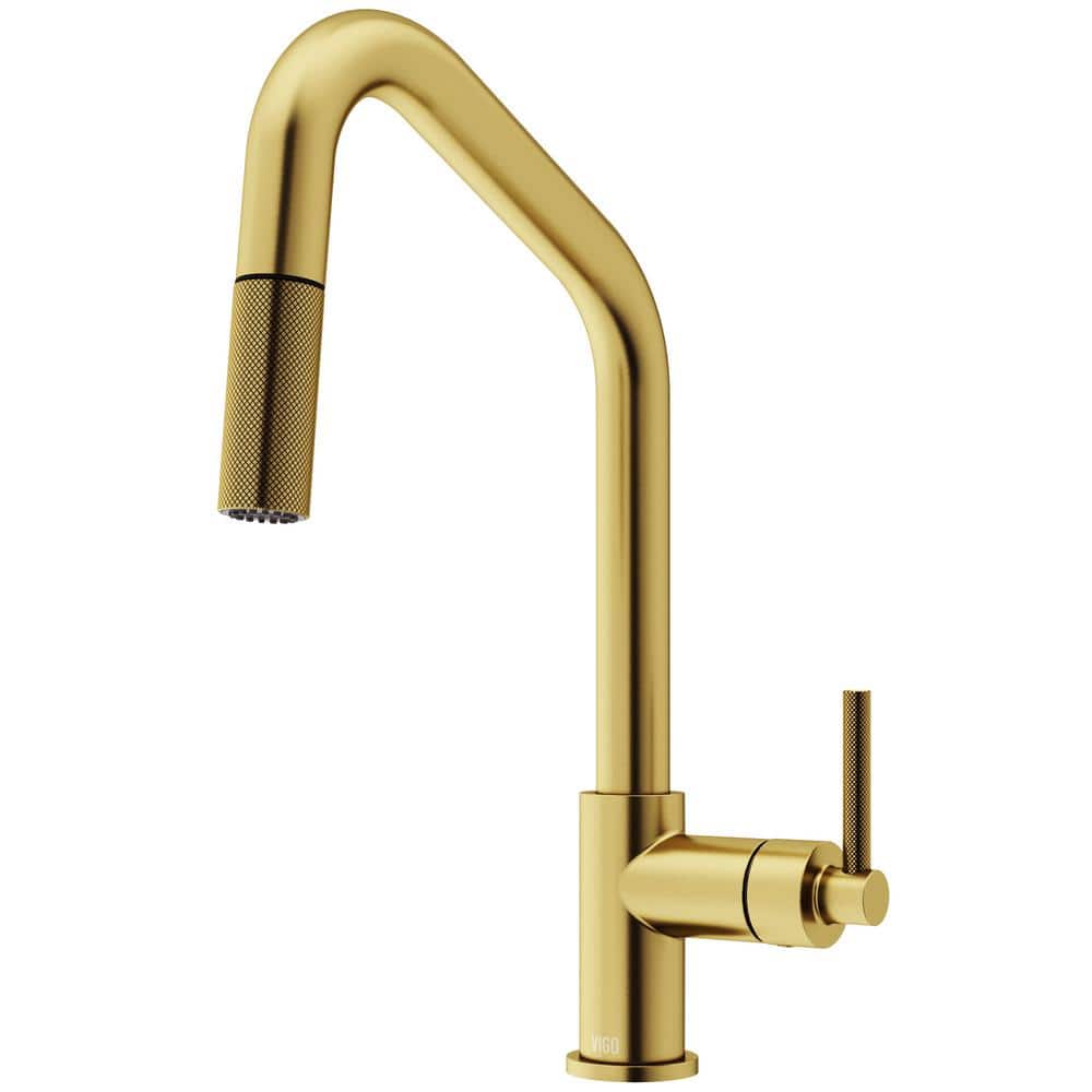 VIGO Utopia 14 in. H Single Handle PullDown Sprayer Kitchen Bar Faucet