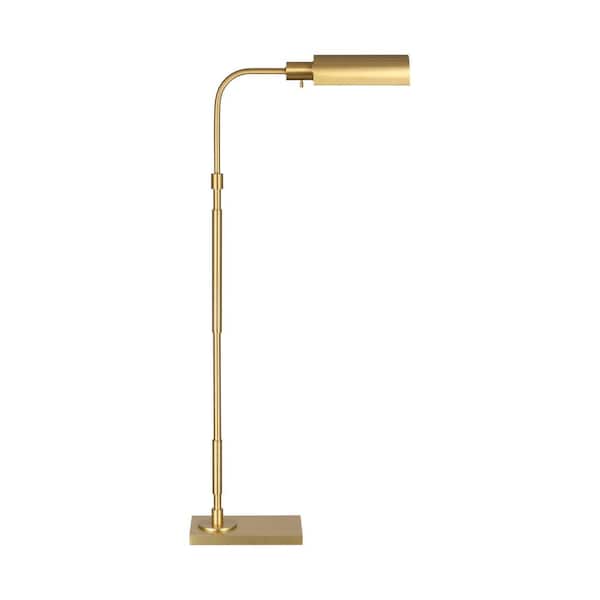 Generation Lighting Kenyon 20.625 in. W x 47.375 in. H 1-Light Burnished Brass Dimmable Standard Floor Lamp with Steel Shade