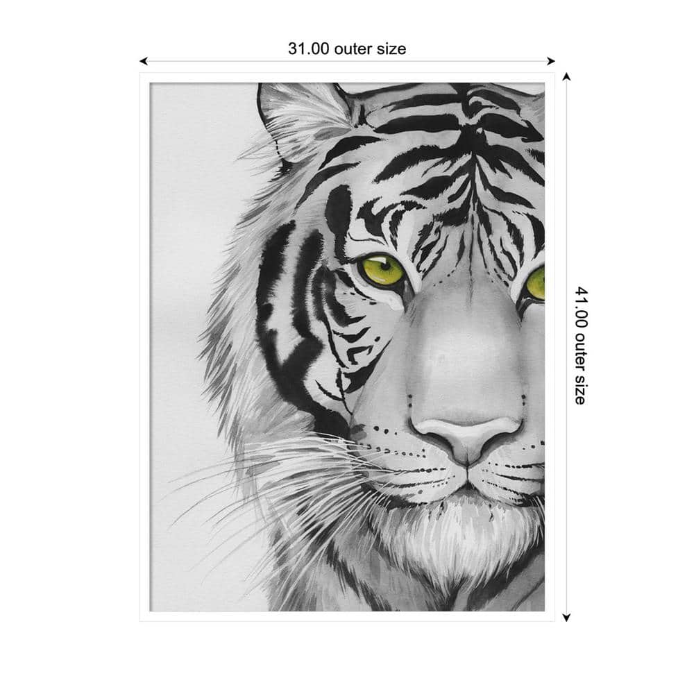 Snow Tigre II Black and White Framed Wall Art Print