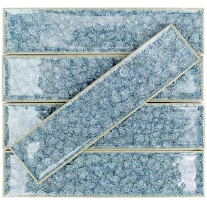 Roman Selection Iced Blue 2 in. x 8 in. Polished Glass Mosaic Wall Tile (36 pieces 4 sq.ft./Box)