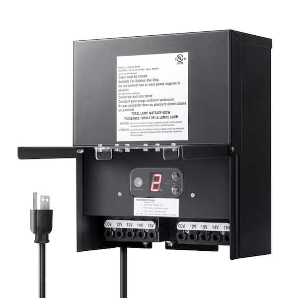 DEWENWILS Low Voltage 600-Watt Metal Landscape Lighting Transformer with Timer and Photocell Sensor