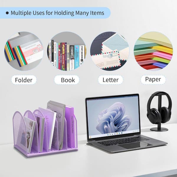 7.28 in. x 9.25 in. 5-Section Vertical Desktop Organizer, Mesh