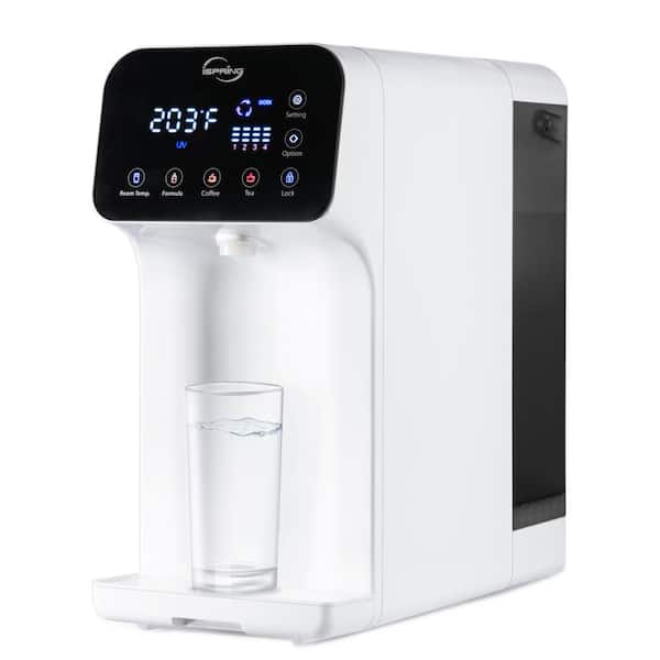 ISPRING 5-Stage Countertop Reverse Osmosis System, Instant Hot RO Water Dispenser w/ UV, 2.5:1 Pure to Drain Ratio, 100 GPD