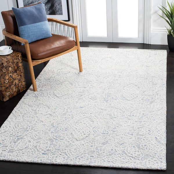 Metro 2 ft. x 3 ft. Light Blue/Ivory Floral Medallion Area Rug