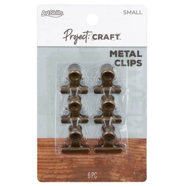 Artskills Project Craft Small Stainless Steel Metal Bulldog Clips, Antique Brass Color, 1 in. (36-Pack)