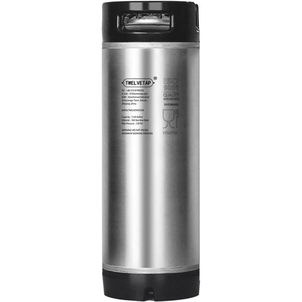 5 Gal. Ball Lock Keg New Beer Keg Tank 304 Stainless Steel Coke Syrup Milk 