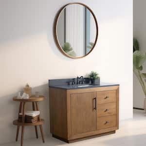 42 in. W x 21.5 in. D x 34 in. H Single Sink Bathroom Vanity in Tan with Black Limestone Top