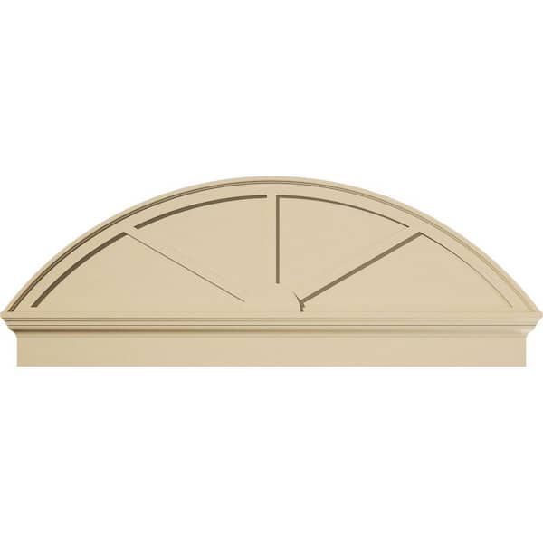 Ekena Millwork 56 in. W x 20-7/8 in. H x 2-3/4 in. P Segment Arch 3 Spoke Signature Urethane Combination Pediment, Primed Tan