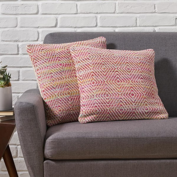 Noble House Beacon Multicolor Geometric Zipper 18 in. x 18 in. Throw Pillow Cover (Set of 2)