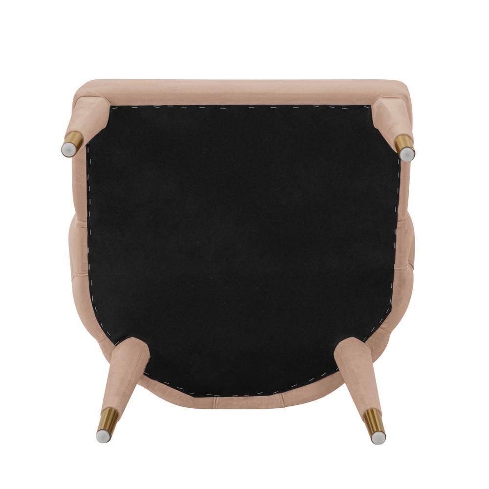Set of 2 Nude Velvet Upholstered Elm Dining Chairs