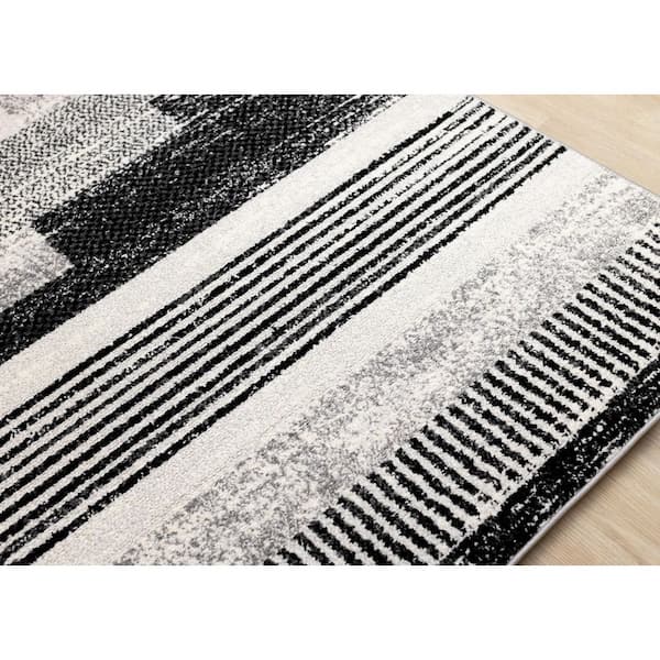 Velora Collections 8 ft. x 11 ft. White Stripes, Tribal/Southwestern Indoor Area Rug
