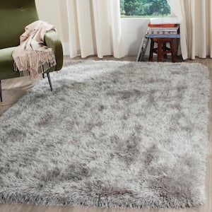 Venice Shag Silver 5 ft. x 8 ft. Solid Area Rug