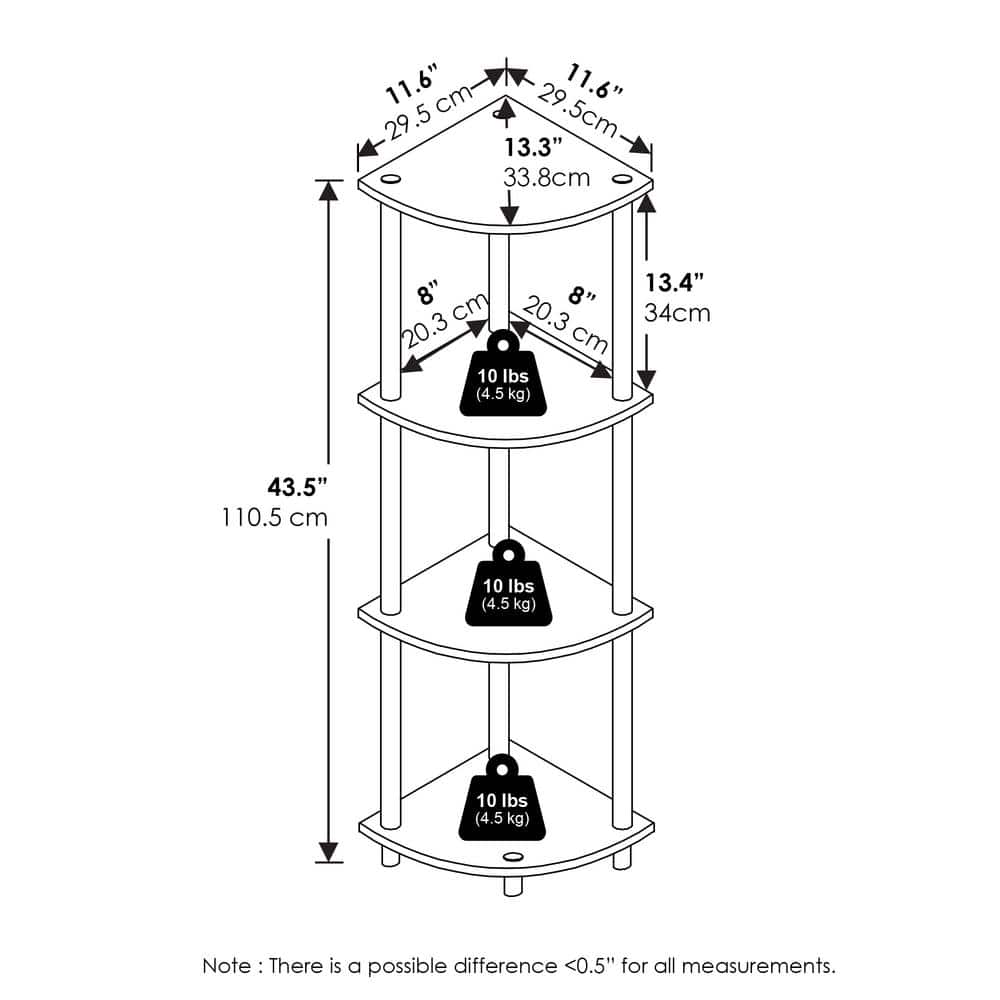 White Composite Wood 4-Tier Corner Display Rack