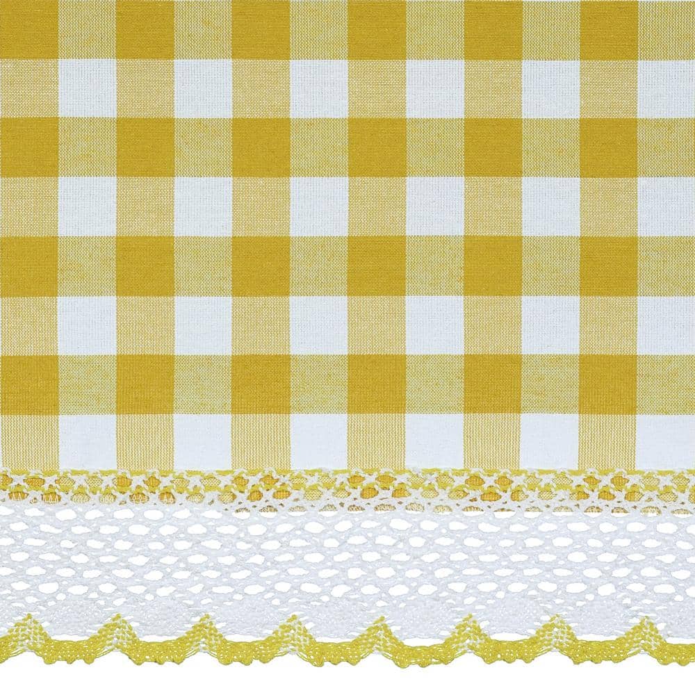 Yellow and White Buffalo Check Scalloped Rod Pocket Valance