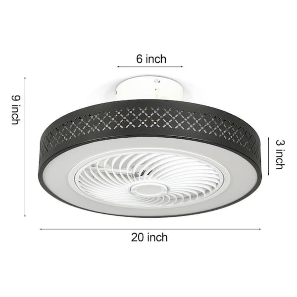 TOZING 20 in. LED Indoor Black Low Profile Modern Dimmable Caged