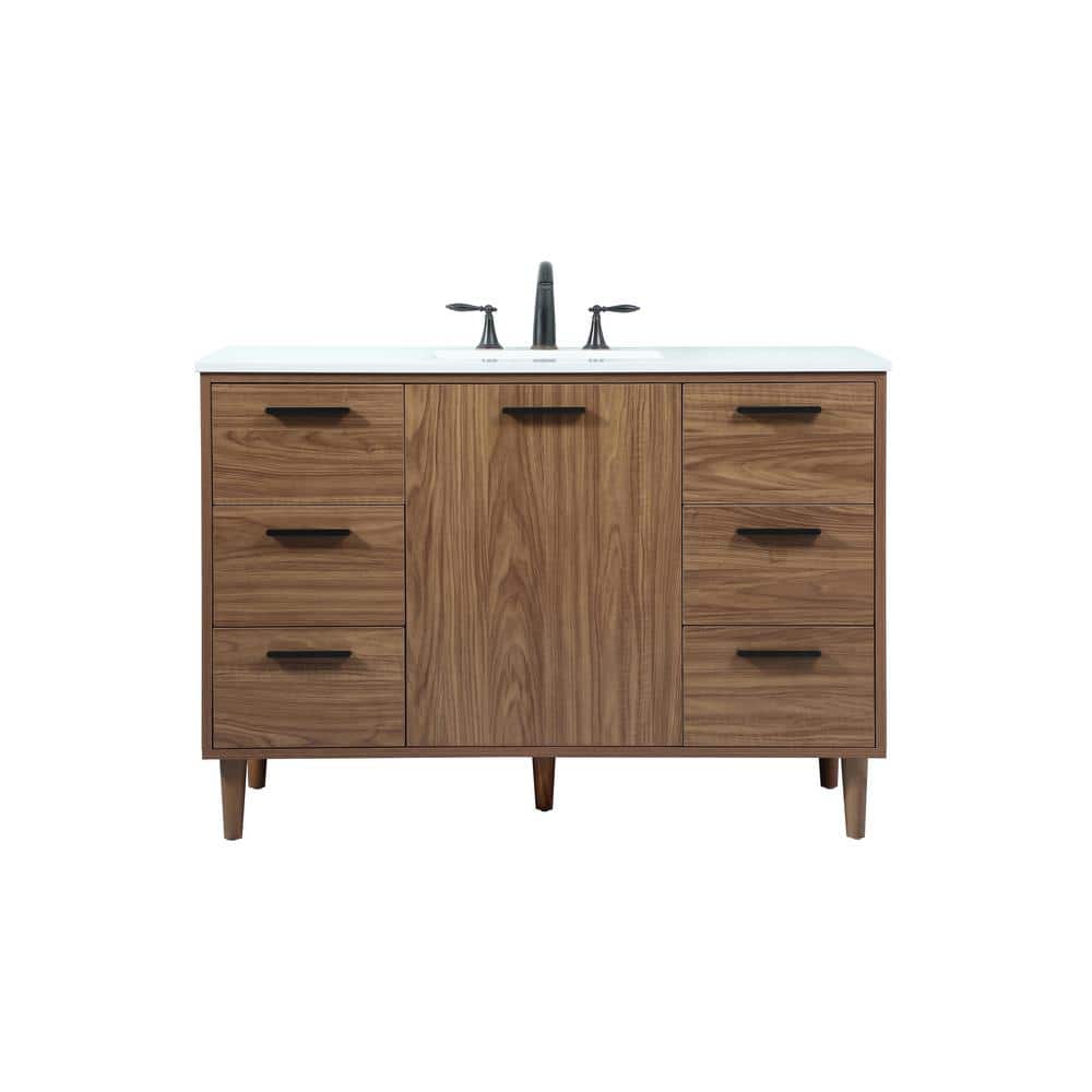 Simply Living 48 in. W x 22 in. D x 34 in. H Bath Vanity in Walnut Brown wi