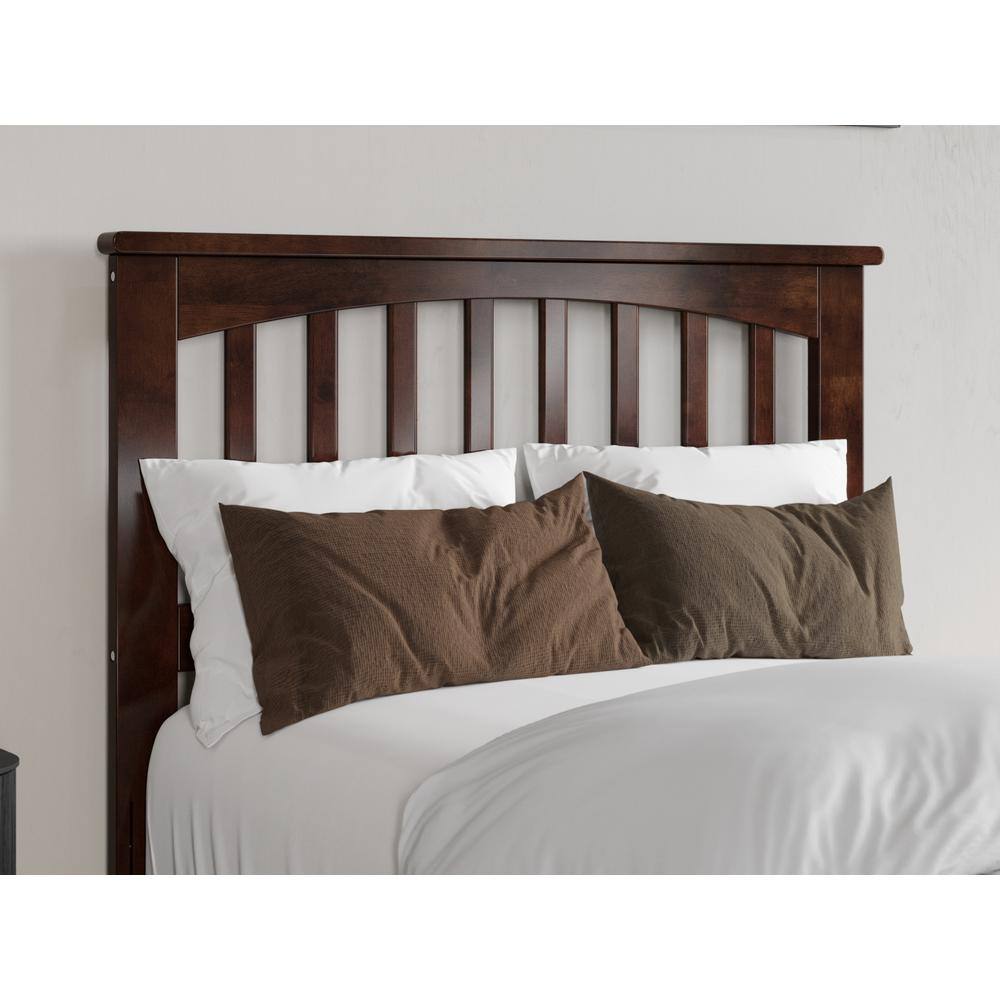 Becket Twin XL Walnut Wood Low Profile Platform Bed with Headboard