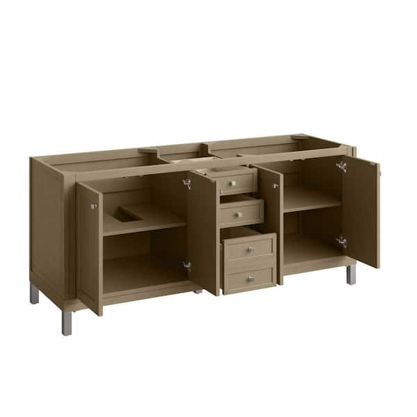 Chicago 72.0 in. W x 23.5 in. D x 33.76 in. H Double Bath Vanity in Walnut Whisper with Eternal Jasmine Pearl Quartz Top