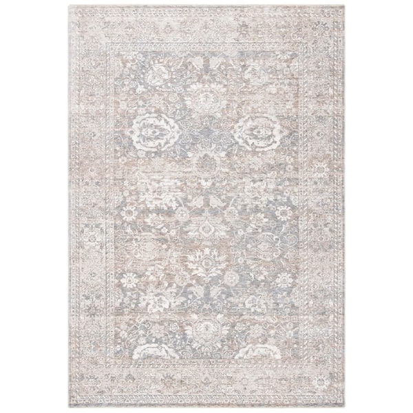 Webster 10 ft. x 14 ft. Gray/Beige Border Distressed Ornate Area Rug