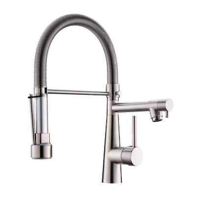 2-Handle Pull-Down Sprayer Kitchen Faucet with Dual Function Spray Head in Brushed Nickel