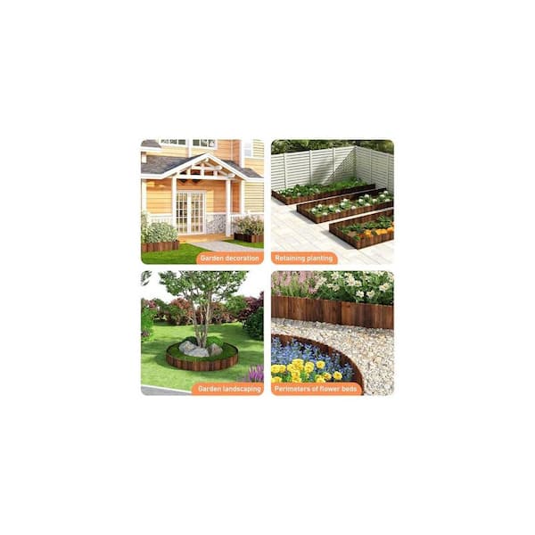 Wood Garden Edging Border Wooden Garden Fence No Dig ... - IWC