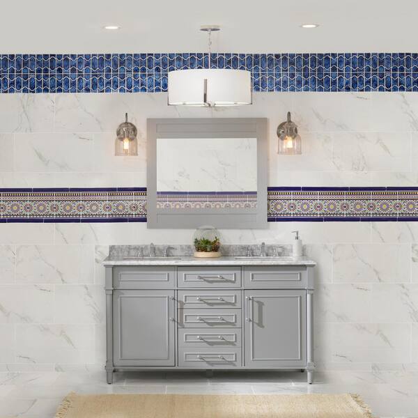 Home Decorators Collection Aberdeen 60 In W X 22 D Double Bath Vanity Dove Gray With Carrara Marble Top White Sinks - Home Decorators Collection Aberdeen 60