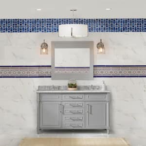 Aberdeen 60 in. W x 22 in. D Double Bath Vanity in Dove Gray with Carrara Marble Top with White Sinks