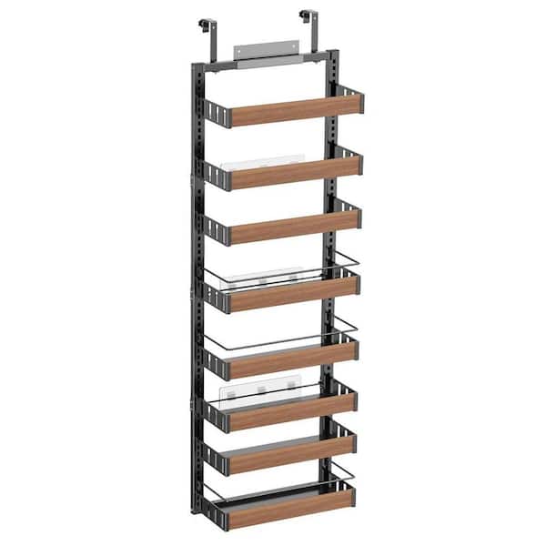 8 Tier Black Over Door Wall Mount Adjustable Basket Pantry Organizer Seasoning Spice Rack Shelves Storage