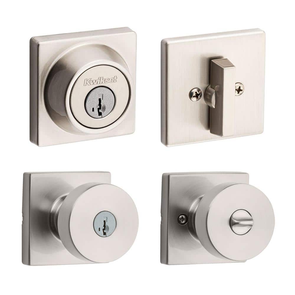 Kwikset 660 Square Satin Nickel Single Cylinder Deadbolt with