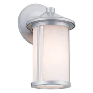 Lombard 10.5 in. 1-Light Brushed Aluminum Outdoor Hardwired Wall Lantern Sconce with No Bulbs Included (1-Pack)
