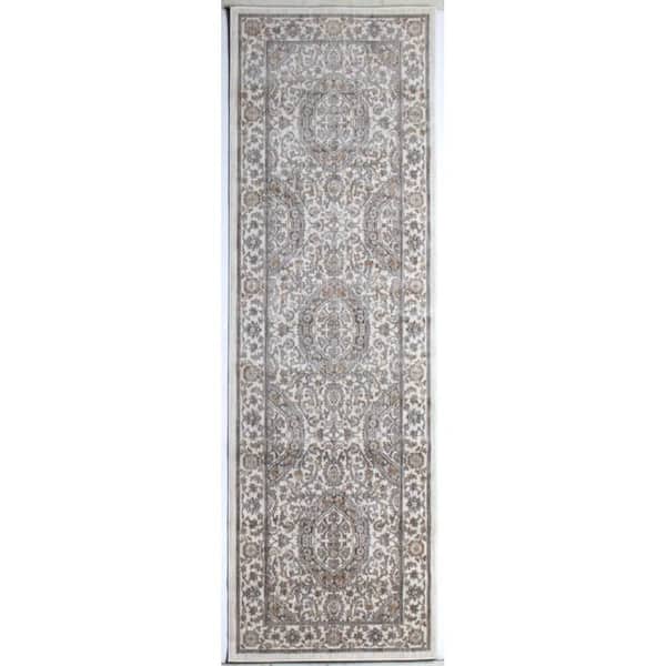 BASHIAN Legacy Ivory 3 ft. x 8 ft. (2 ft. 6 in. x 8 ft.) Geometric Transitional Runner Rug