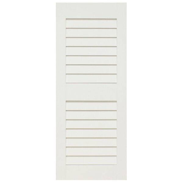 Home Fashion Technologies 14 in. x 41 in. Louver/Louver Primed Solid Wood Exterior Shutter