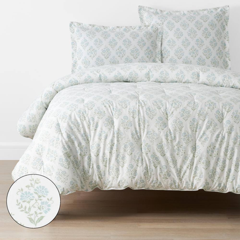 The Company Store Company Cotton Mariel Bouquet Sea Blue Full Cotton