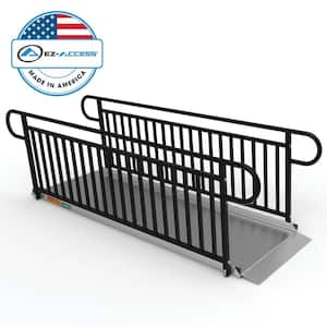 GATEWAY 3G 9 ft. Aluminum Solid Surface Wheelchair Ramp with Black Vertical Picket Handrails