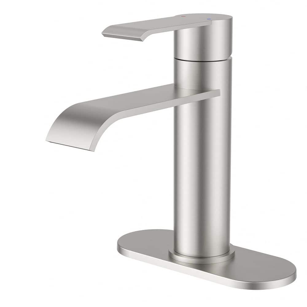 Single Handle Single Hole Bathroom Faucet with Drain Assembly in Brushed Nickel price history on PriceWatchPro
