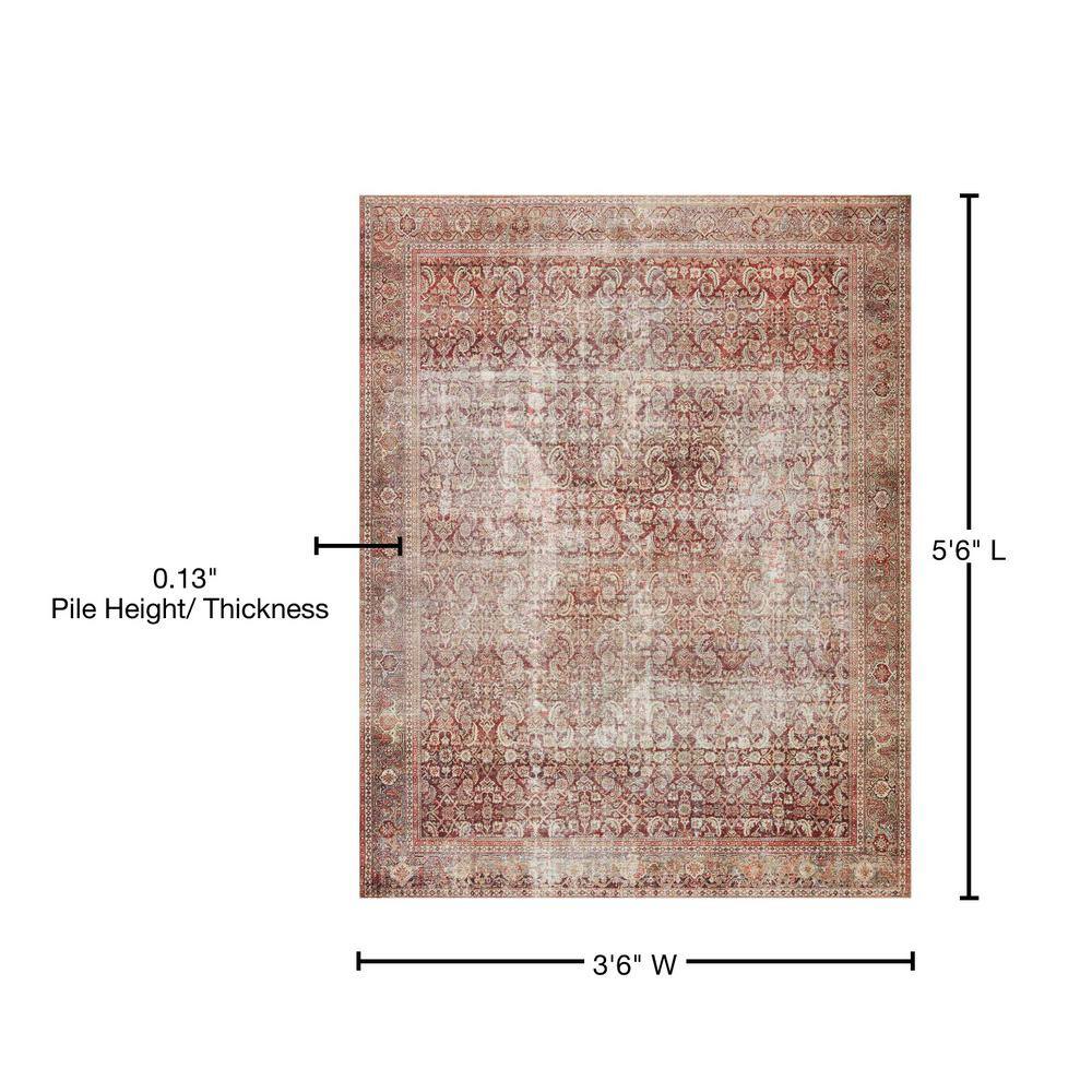 Layla Cinnamon and Sage Rectangular Synthetic Area Rug