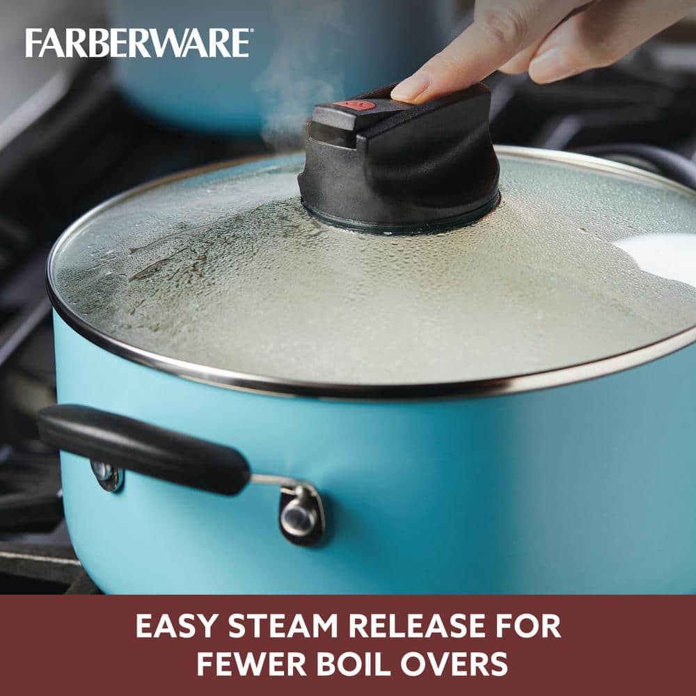 Farberware 6 Quart Black Aluminum Nonstick Stockpot with Glass Lid