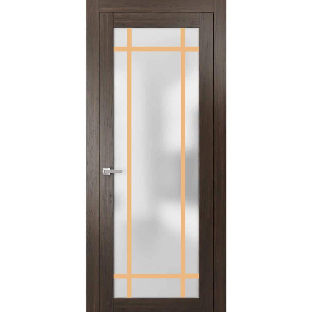 30 in. x 96 in. Right-Hand/Inswing Solid Frosted Glass Chocolate Ash Wood Single Prehung Interior Door with Hardware price history on PriceWatchPro