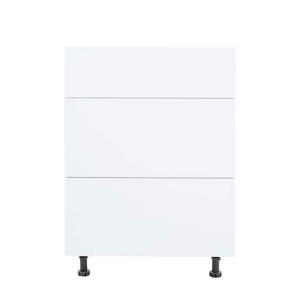 Cambridge Radiance 12 in. W x 24 in. D x 34.5 in. H Ready to Assemble Slab Drawer Base Kitchen Cabinet in White Gloss