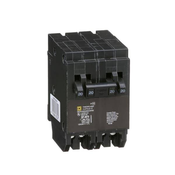 Homeline 2-20-Amp Single-Pole 1-20-Amp 2-Pole Quad Tandem Circuit Breaker (HOMT2020220CP)