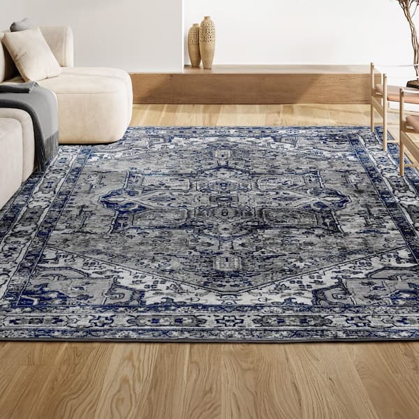 JONATHAN Y Modern Persian Vintage Grey/Navy 8 ft. x 10 ft