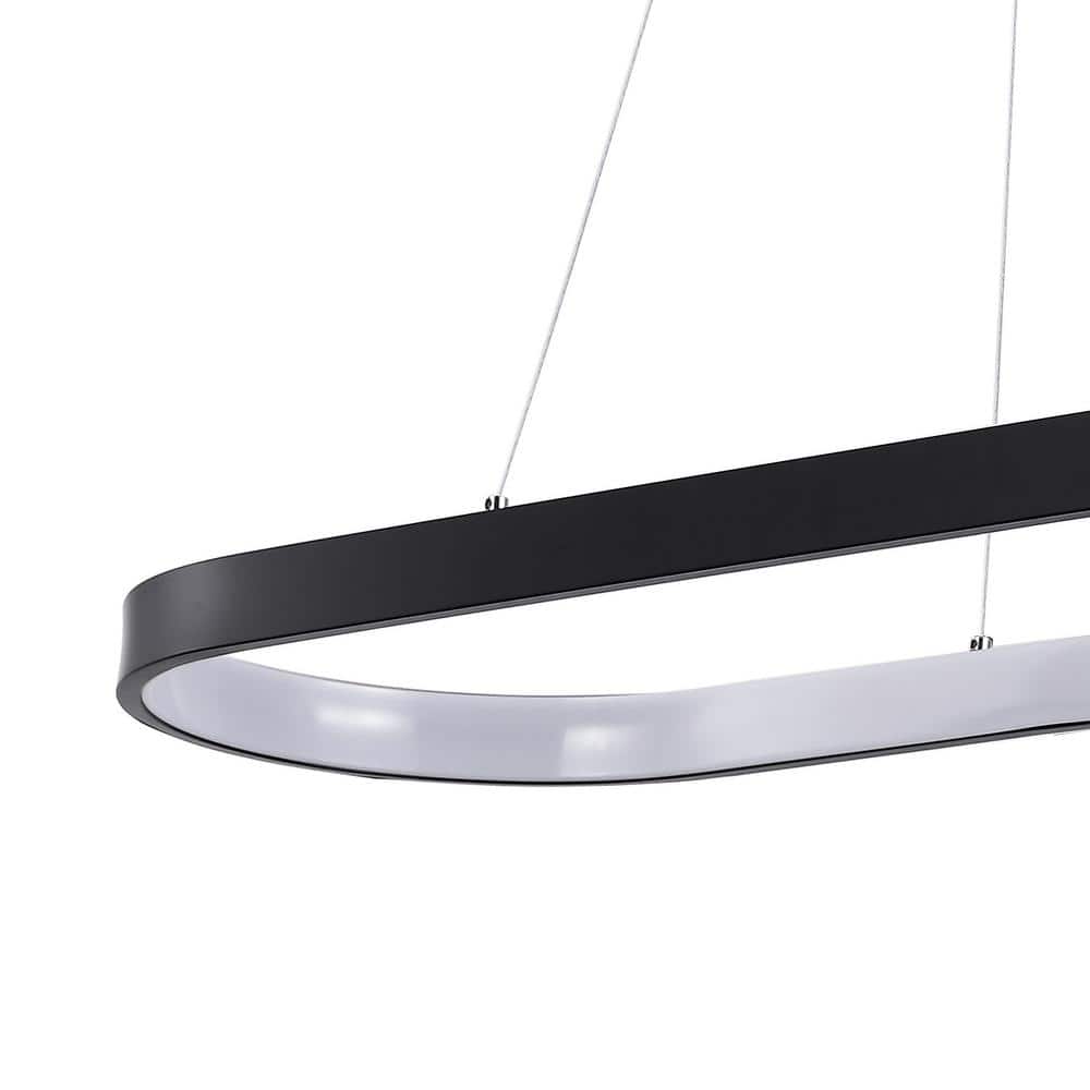 Nolan 38.75" Satin Black Modern Bohemian LED Linear Pendant