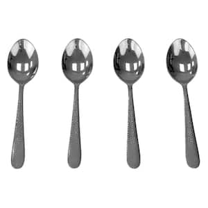 Hammered Finish Silver 18/0 Stainless Steel Dinner Spoon Set (Set of 4)