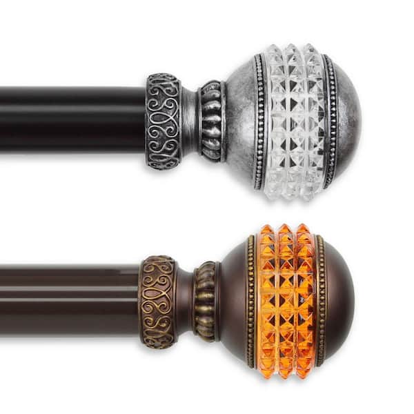 Rod Desyne Gemstone 1.5 in. Dia 12 ft. L Non-Telescoping Single Curtain Rod in Cocoa