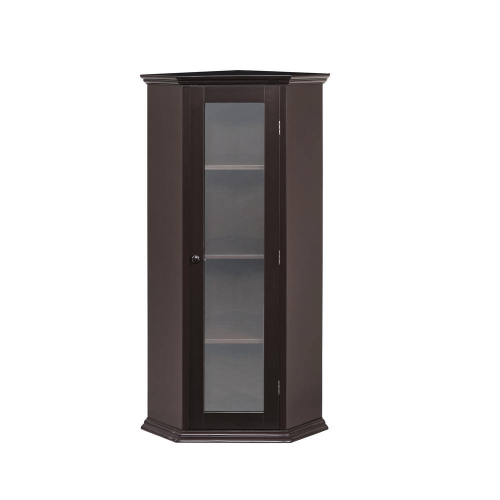 11.5 in. W x 6.9 in. D x 42.4 in. H Brown MDF and Glass Freestanding Bathro