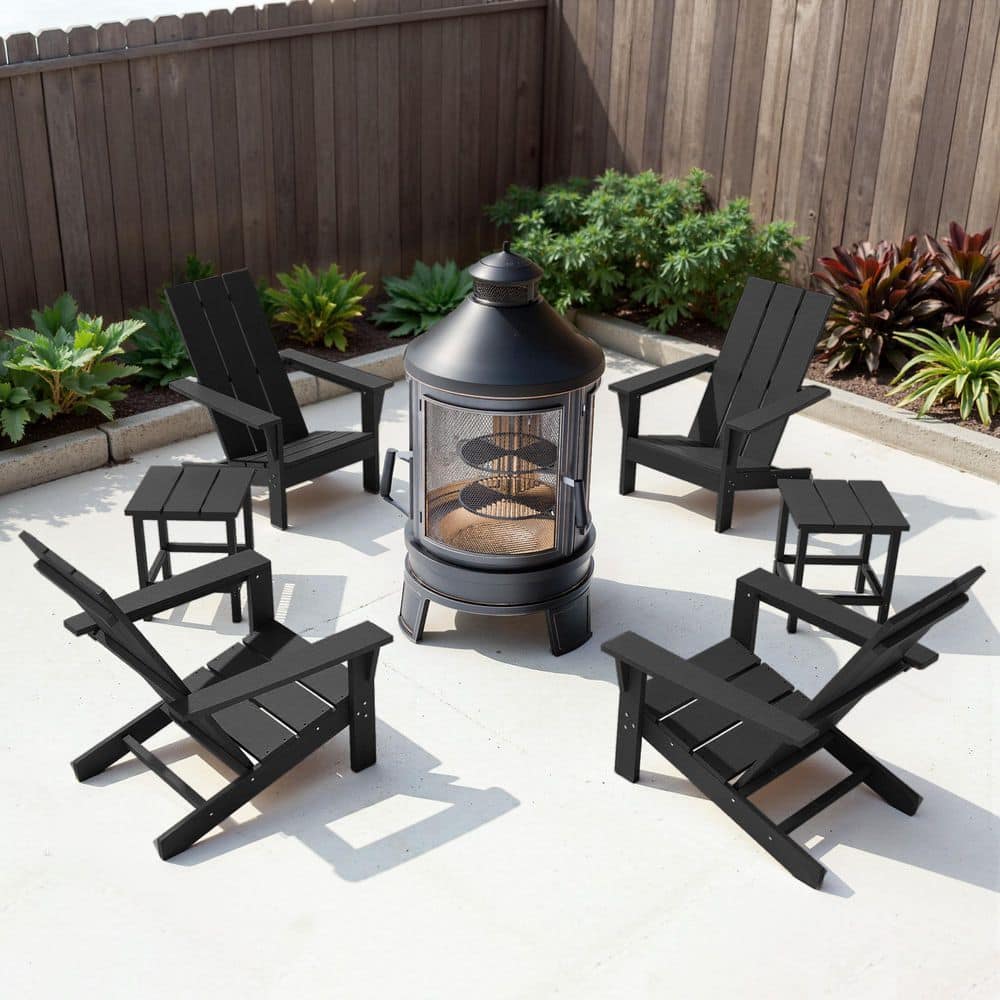 Halmuz 7-Piece Black Weather-Resistant Classic HDPE Plastic