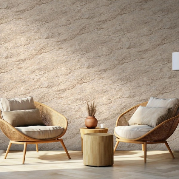 Stone Serenity Luxurious Stone Beige Wallpaper