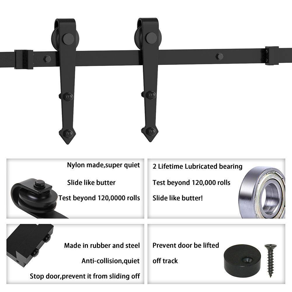 168-in Matte Black Arrow Single Barn Door Hardware Kit